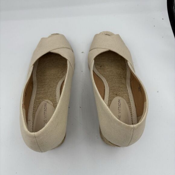 Adrienne Vittadini Sandals Womens 9.5 Bailee Espadrille Wedge Tan Peep Toe‎ B4 - Picture 6 of 10